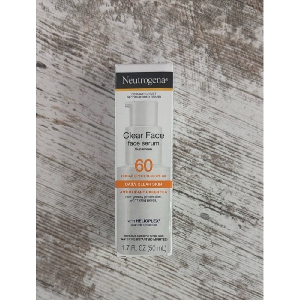 Brand New Neutrogena Clear Face Serum Sunscreen SPF 60, Broad Spectrum 1.7 fl oz